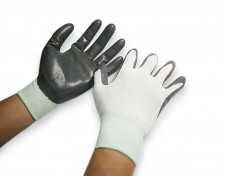 Găng tay polyester phủ PU lòng (trắng-đen)